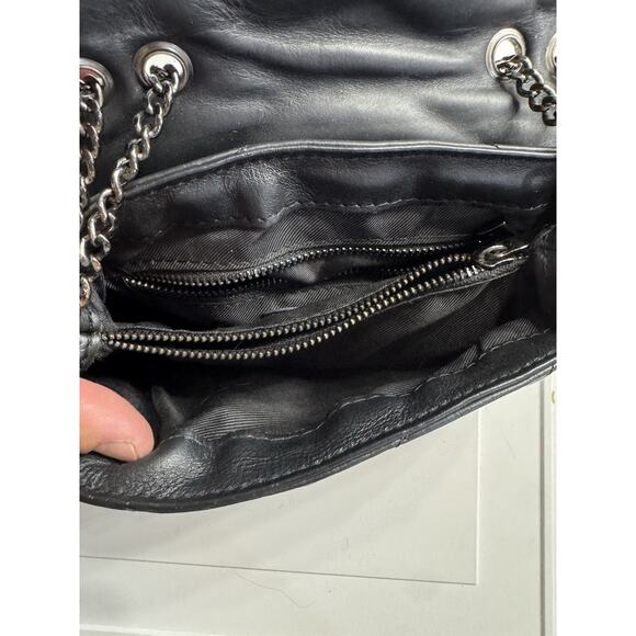 Divina Firenze Leather Two Way Elegant Black Quilted Shoulder Crossbody Bag - Picture 4 of 9